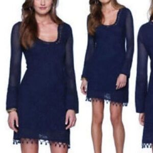 Lilly Pulitzer Athena Crochet True Navy Cotton Knit Sweater Dress S
